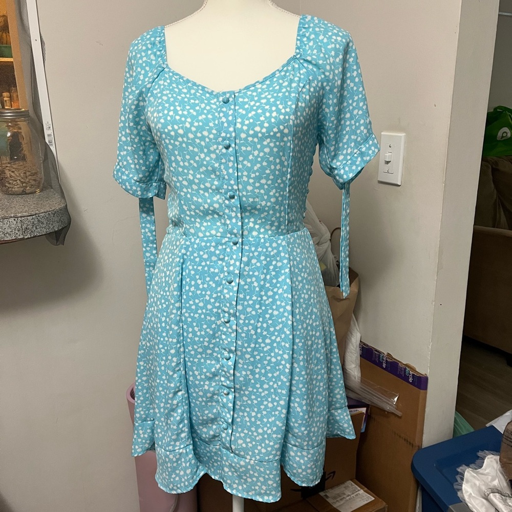 Sienna Sky Blue Puff Sleeve Sundress
